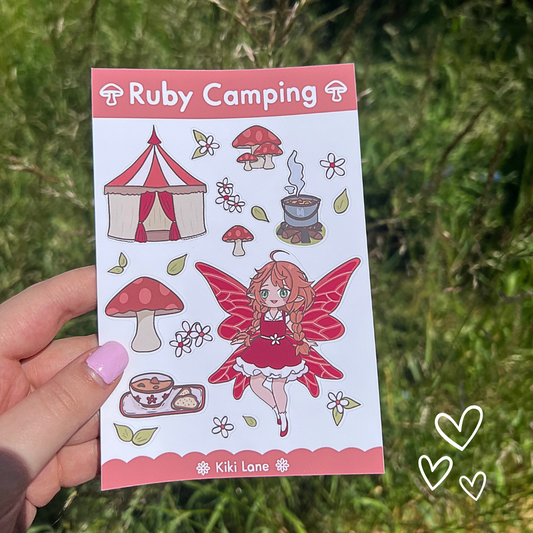 Ruby camping sticker sheet