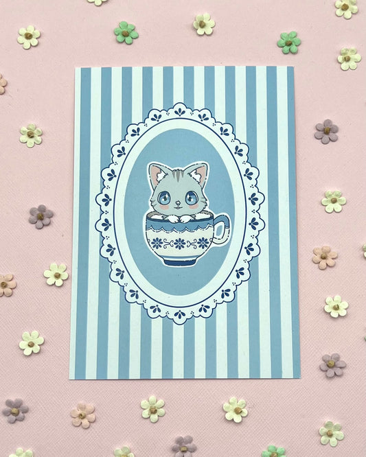 Cat in a Cup Postcard