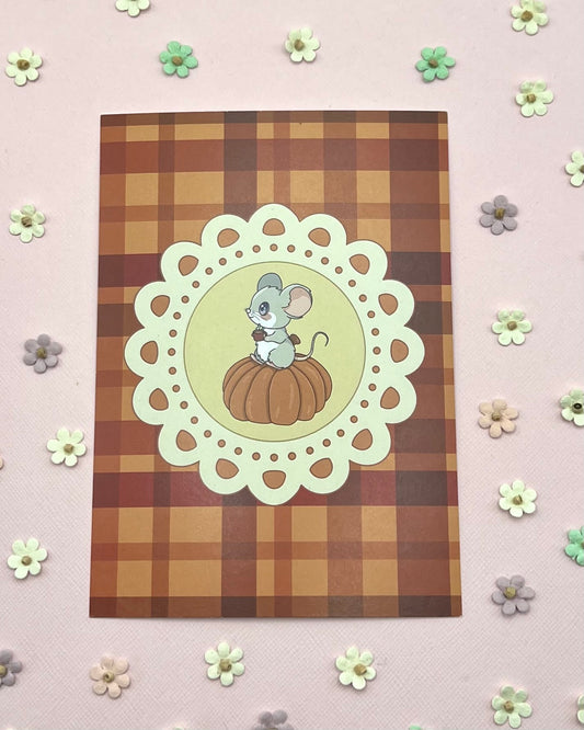 Mouse's Pumpkin Picnic Postcard