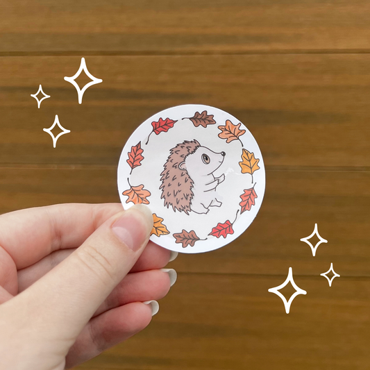 Autumn Leaf Hedgehog Sticker