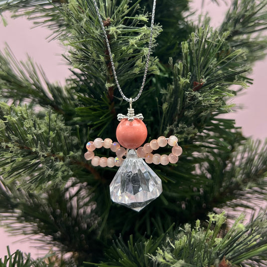 Pink and Silver Angel Ornament