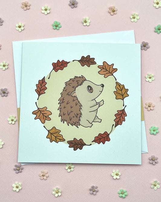 Hedgehog Leaves Greetings Card