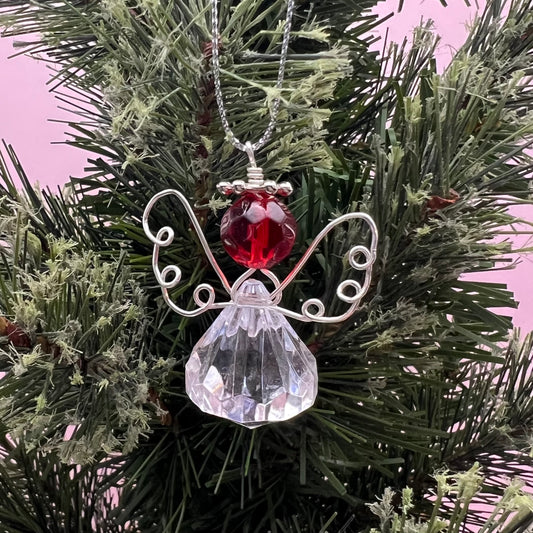 Red and Silver Angel Ornament
